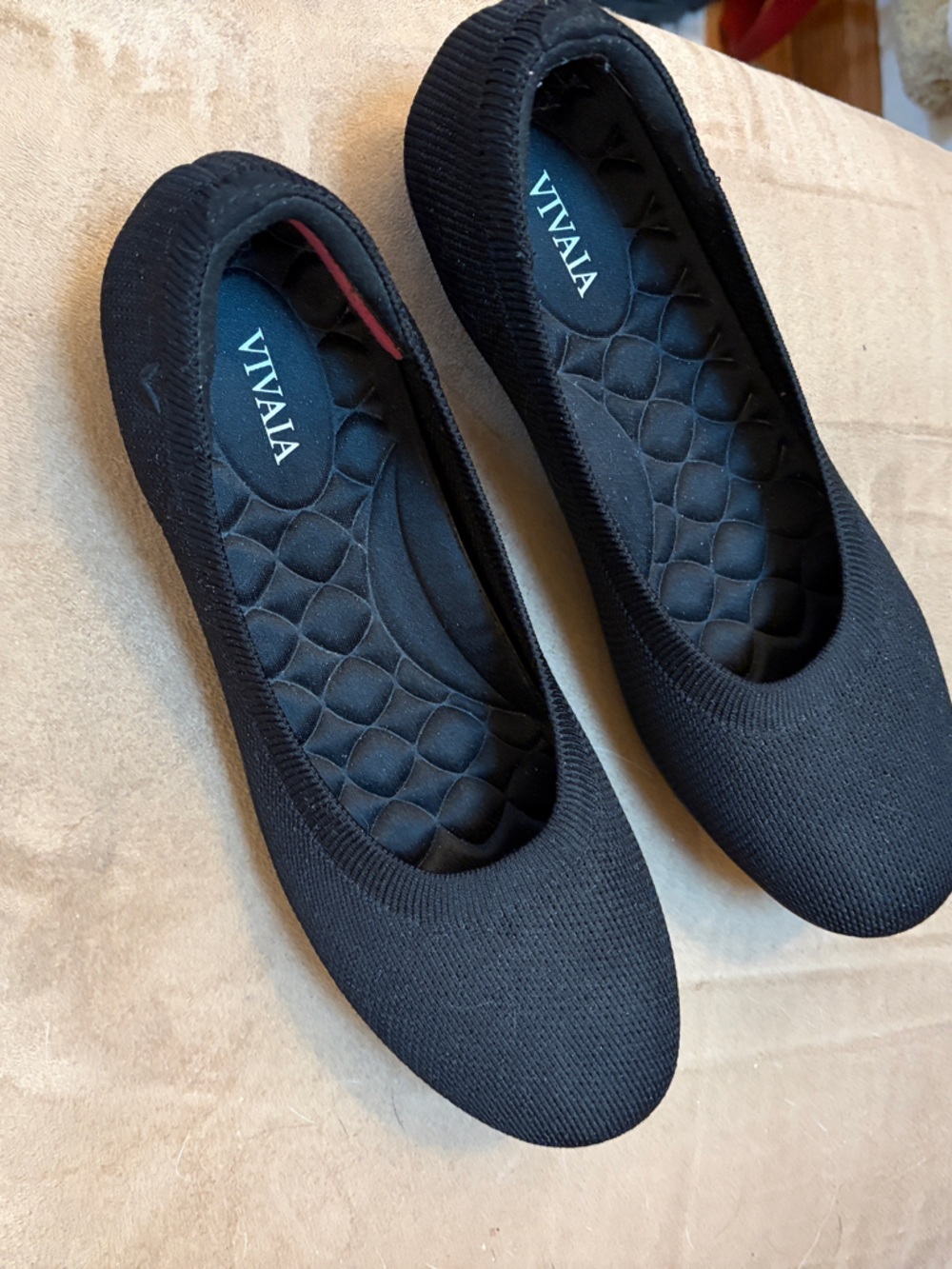VIVAIA Women's Black Knit Ballet Flats - Lightweight Everyday Loafers